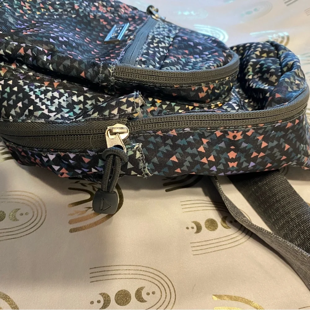 Stylish Blue and Black Geometric Backpack with Reflective Finish